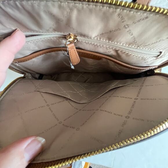 Michael Kors Cindy Large Backpack Womens Luggage Brown Saffiano Leather Bag - Picture 7 of 12